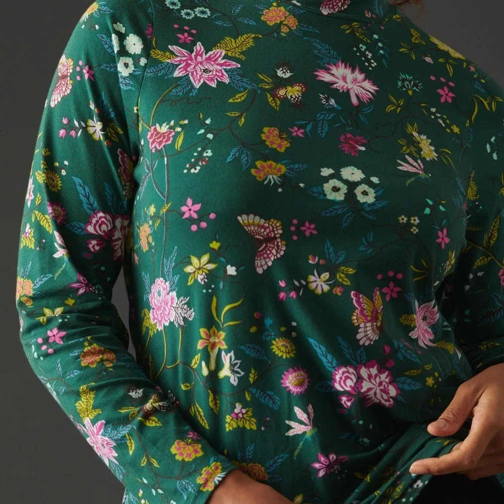 Anthropologie Maeve Printed Turtleneck Top XS - Picture 3 of 4
